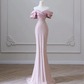 Modest Mermaid Off The Shoulder Sequin Pink Long Prom Dress D016