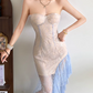 Glam Strapless Lace Homecoming Dress Purple Ruffled Sheath Birthday Dress D0160