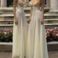 Gorgeous Spaghetti Straps Prom Dress Ivory Appliques A-Line Evening Dress D0162