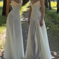 Gorgeous Spaghetti Straps Prom Dress Ivory Appliques A-Line Evening Dress D0162