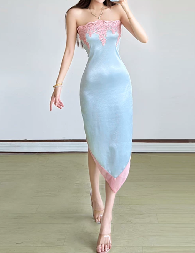 Nouvelle robe longue d'été élégante de style français pour femme C7992