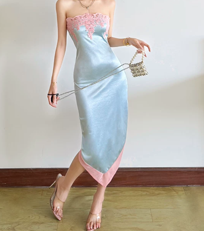 Nouvelle robe longue d'été élégante de style français pour femme C7992
