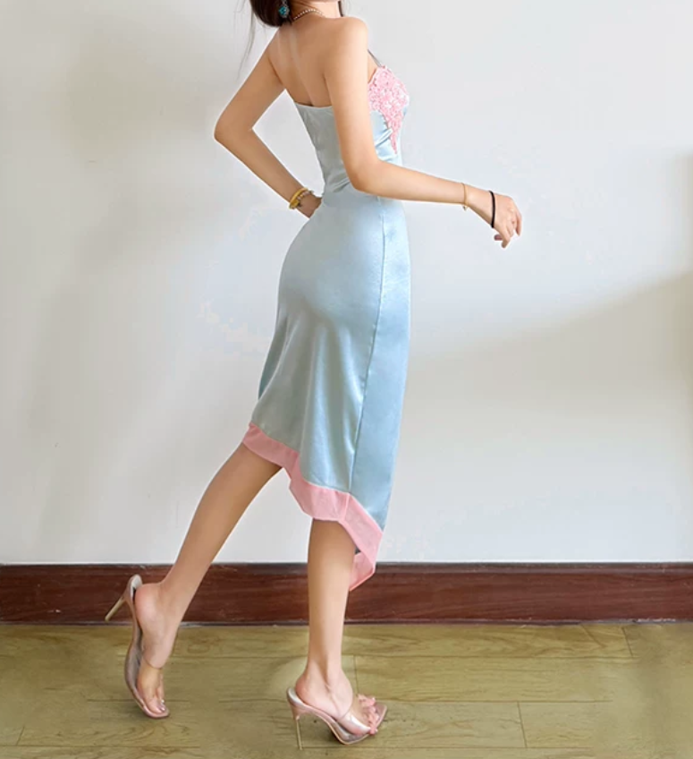 Nouvelle robe longue d'été élégante de style français pour femme C7992