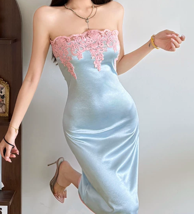 Nouvelle robe longue d'été élégante de style français pour femme C7992