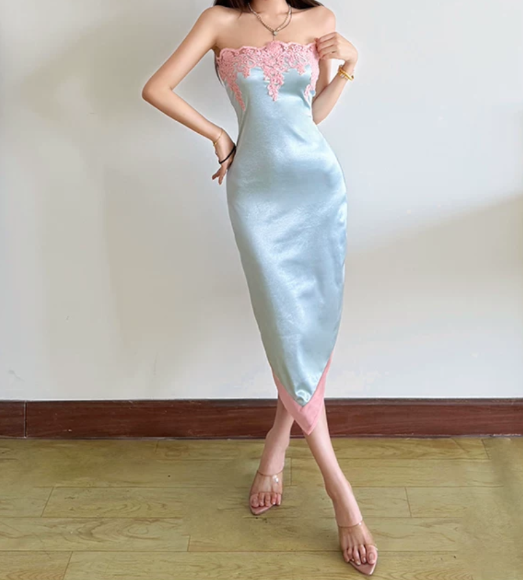 Nouvelle robe longue d'été élégante de style français pour femme C7992
