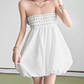 Mini robe de soirée en satin, sans bretelles, sans manches, ligne a, simple, C899