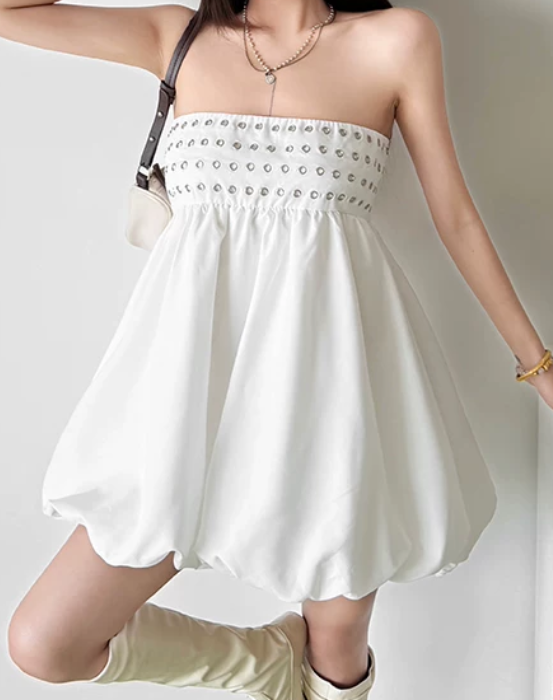 Mini robe de soirée en satin, sans bretelles, sans manches, ligne a, simple, C899