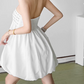 Mini robe de soirée en satin, sans bretelles, sans manches, ligne a, simple, C899