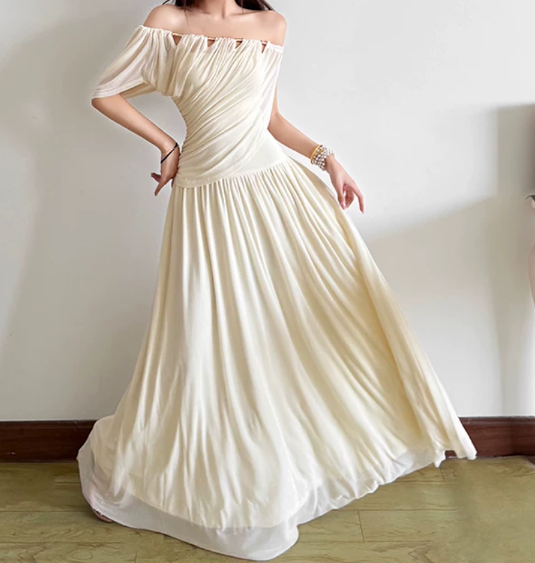 Nouvelle robe longue d'été élégante de style français pour femme C7992