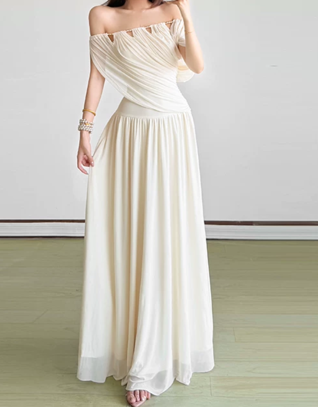 Nouvelle robe longue d'été élégante de style français pour femme C7992