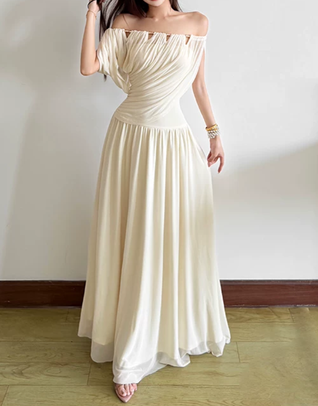 Nouvelle robe longue d'été élégante de style français pour femme C7992