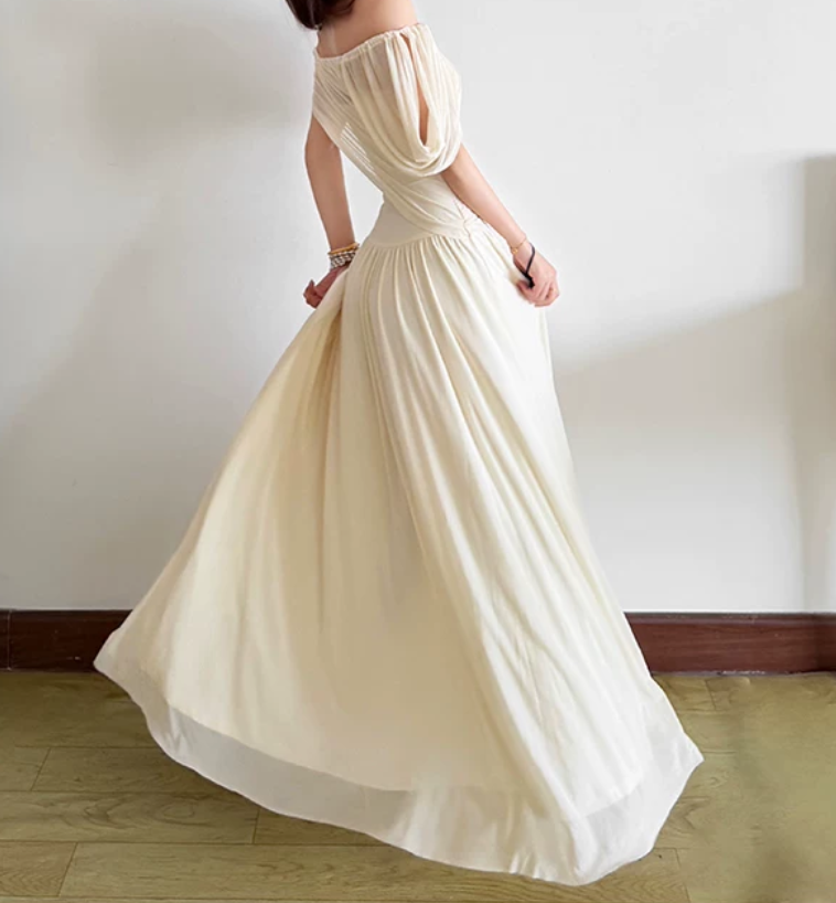 Nouvelle robe longue d'été élégante de style français pour femme C7992