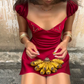 Mini robe de soirée en satin, sans bretelles, sans manches, ligne a, simple, C899