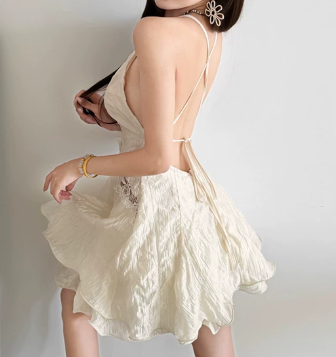 Robe courte d'été pour femme, style français, collection 2026, référence C8003