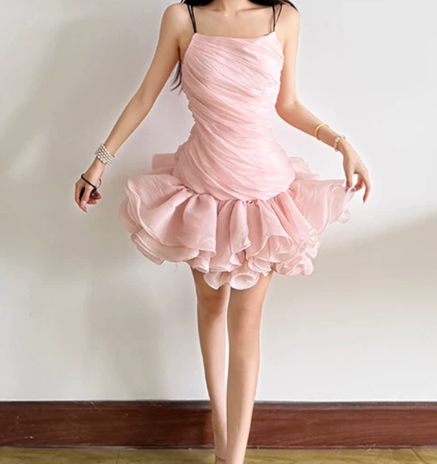 Mini robe de soirée en satin, sans bretelles, sans manches, ligne a, simple, C899