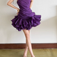 Mini robe de soirée en satin, sans bretelles, sans manches, ligne a, simple, C899
