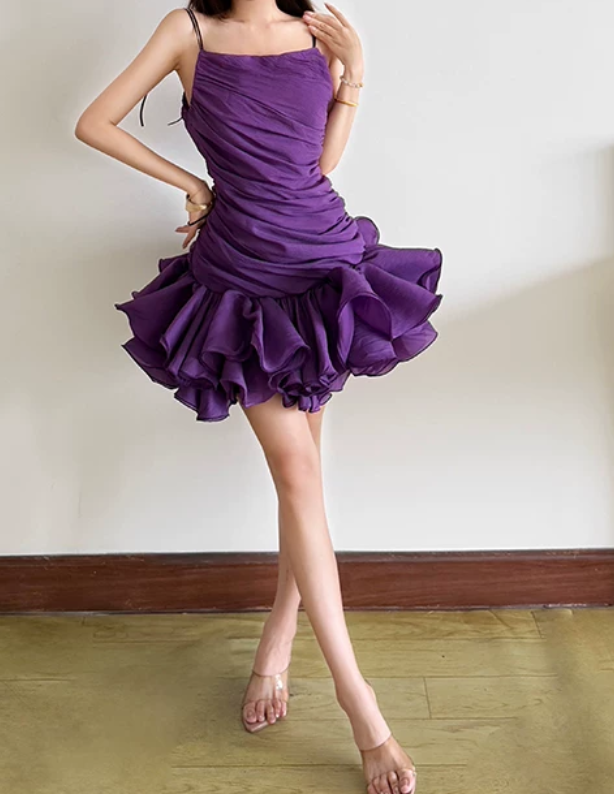 Mini robe de soirée en satin, sans bretelles, sans manches, ligne a, simple, C899