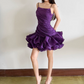 Mini robe de soirée en satin, sans bretelles, sans manches, ligne a, simple, C899