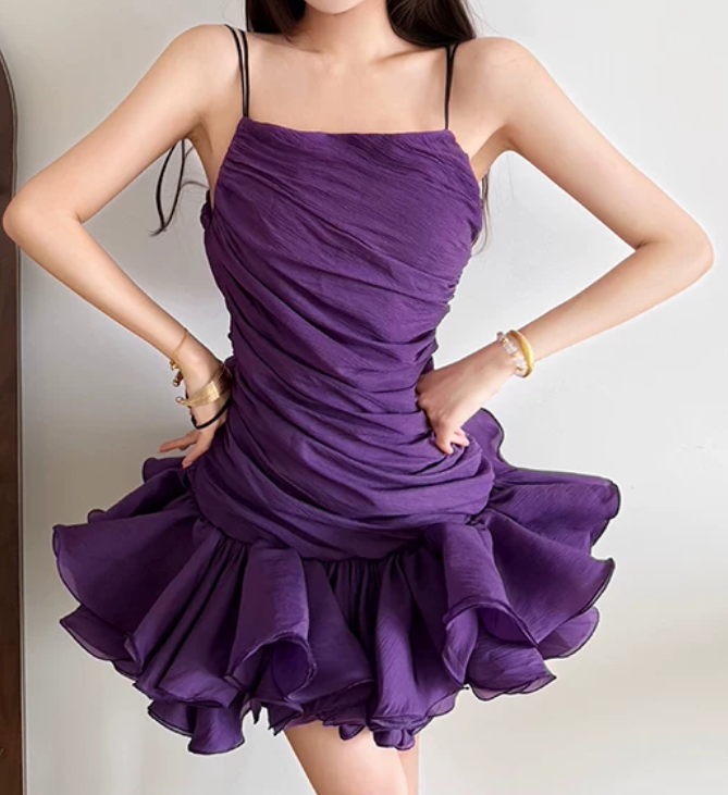 Mini robe de soirée en satin, sans bretelles, sans manches, ligne a, simple, C899