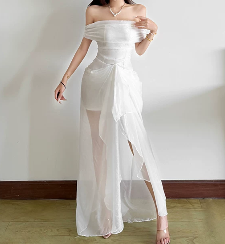 Nouvelle robe longue d'été élégante de style français pour femme C7992
