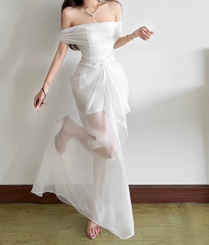 Nouvelle robe longue d'été élégante de style français pour femme C7992