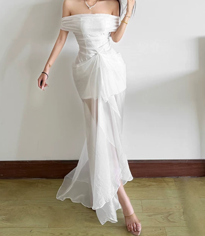 Nouvelle robe longue d'été élégante de style français pour femme C7992