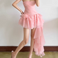 Mini robe de soirée en satin, sans bretelles, sans manches, ligne a, simple, C899
