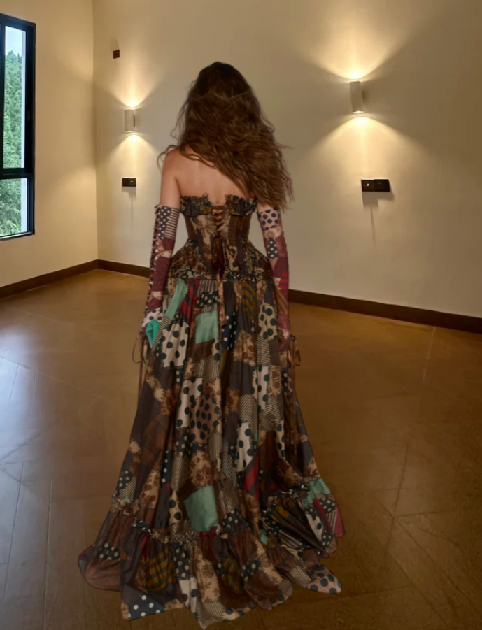 Robe de bal de princesse bustier à volants en satin long, robe de soirée C8117