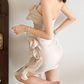 Sexy Strapless Homecoming Dress Ruffles Floral Sheath Birthday Dress D0192