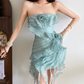 Sexy Strapless Homecoming Dress Ruffles Floral Sheath Birthday Dress D0192