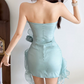 Sexy Strapless Homecoming Dress Ruffles Floral Sheath Birthday Dress D0192