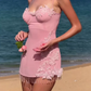 Cute Spaghetti Straps Homecoming Dress Pink Appliques Tassel Sheath Birthday Dress D0196