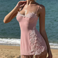 Cute Spaghetti Straps Homecoming Dress Pink Appliques Tassel Sheath Birthday Dress D0196