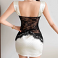 Adorable Off The Shoulder Mini Dress White Sequins Lace Sheath Short Dress D0197