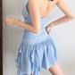 Trendy Halter Neck Mini Dress Ruffled A-Line Short Dress D0198