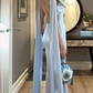 Chic Off The Shoulder Prom Dress Blue Satin Mermaid Evening Dress D0200