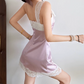 Cute One Shoulder Homecoming Dress Purple Bow Lace Sheath Birthday Dress D0201