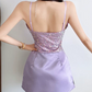 Glittering Spaghetti Straps Homecoming Dress Purple Sequins A-Line Birthday Dress D0202