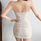 Alluring Strapless White Homecoming Dress Lace Sheath Birthday Dress D0204