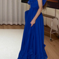 Flowy Square Neck Prom Dress Blue Lace A-Line Evening Dress D0210