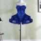Attractive Strapless Homecoming Dress Blue Bows A-Line Birthday Dress D0211