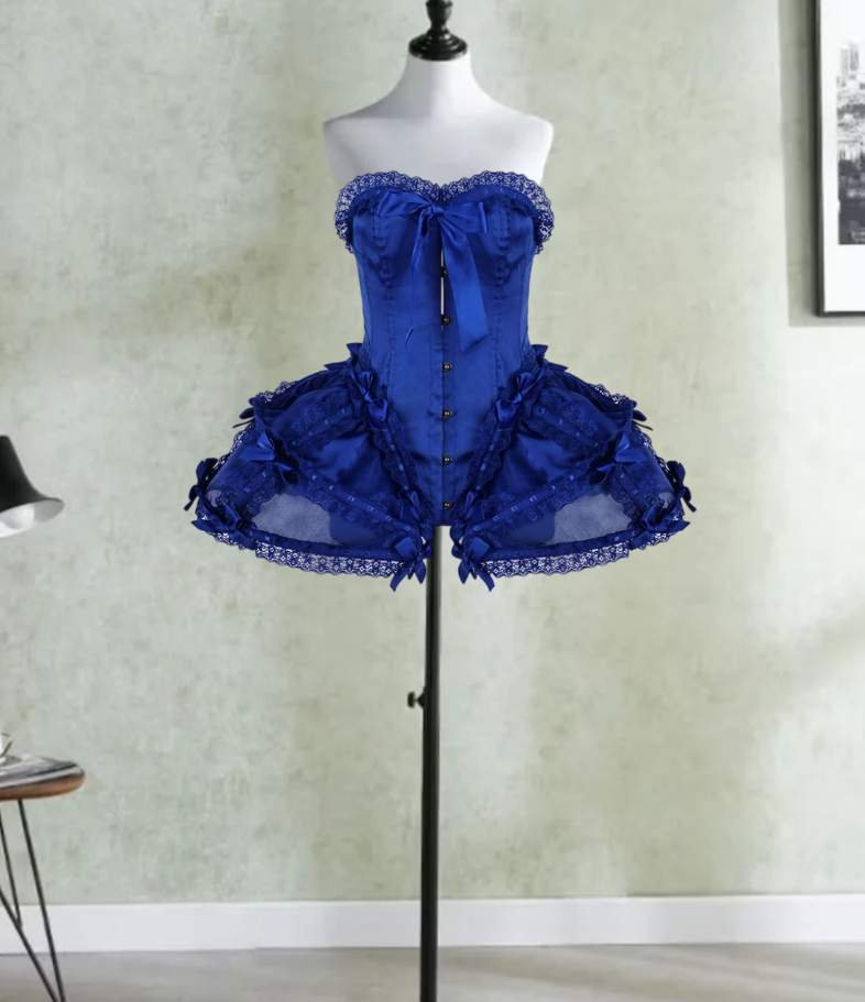Attractive Strapless Homecoming Dress Blue Bows A-Line Birthday Dress D0211
