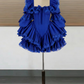 Trendy Off The Shoulder Homecoming Dress Blue Long Sleeve Lace A-Line Birthday Dress D0213