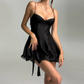 Simple Spaghetti Straps Homecoming Dress Black A-Line Birthday Dress D0217