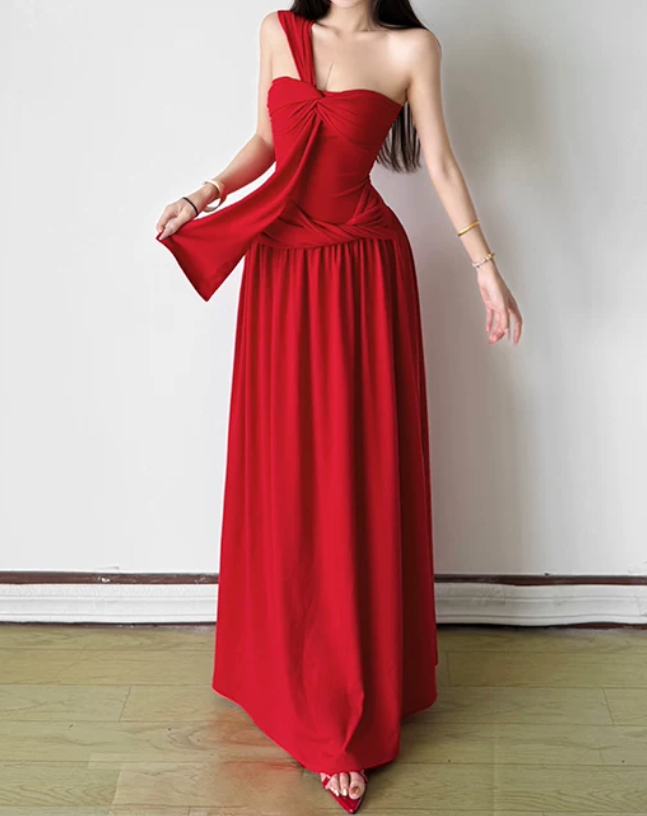 Robe de bal de princesse bustier à volants en satin long, robe de soirée C8117