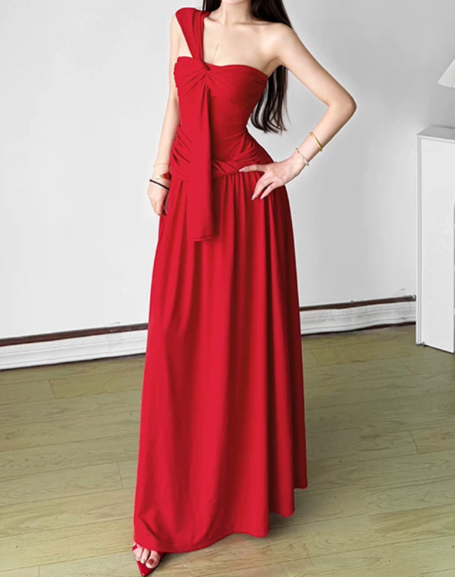 Robe de bal de princesse bustier à volants en satin long, robe de soirée C8117
