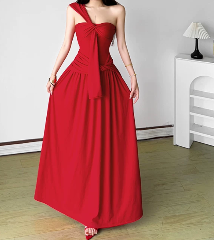Robe de bal de princesse bustier à volants en satin long, robe de soirée C8117