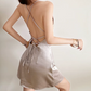 Sparkling Halter Neck Mini Dress Sequins Satin A-Line Short Dress D0221