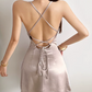 Sparkling Halter Neck Mini Dress Sequins Satin A-Line Short Dress D0221