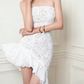 Glam Strapless White Homecoming Dress Lace Ruffles Sheath Halter Birthday Dress D0223